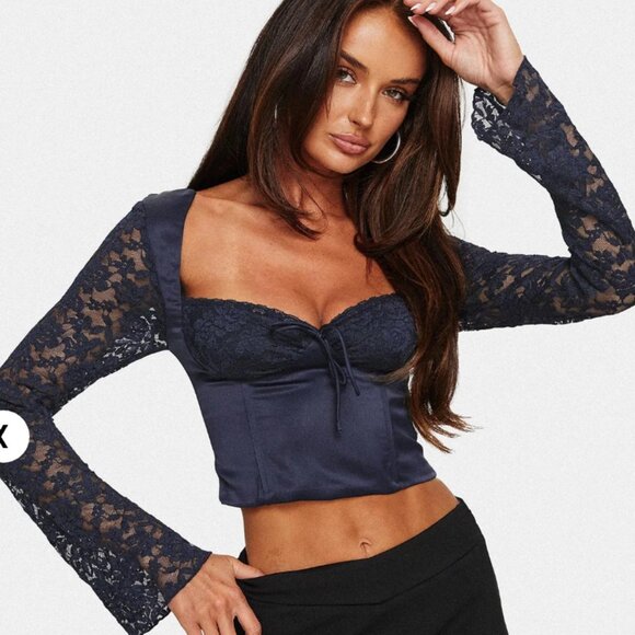 NWT Princess Polly Markwell Top Navy - Picture 1 of 1